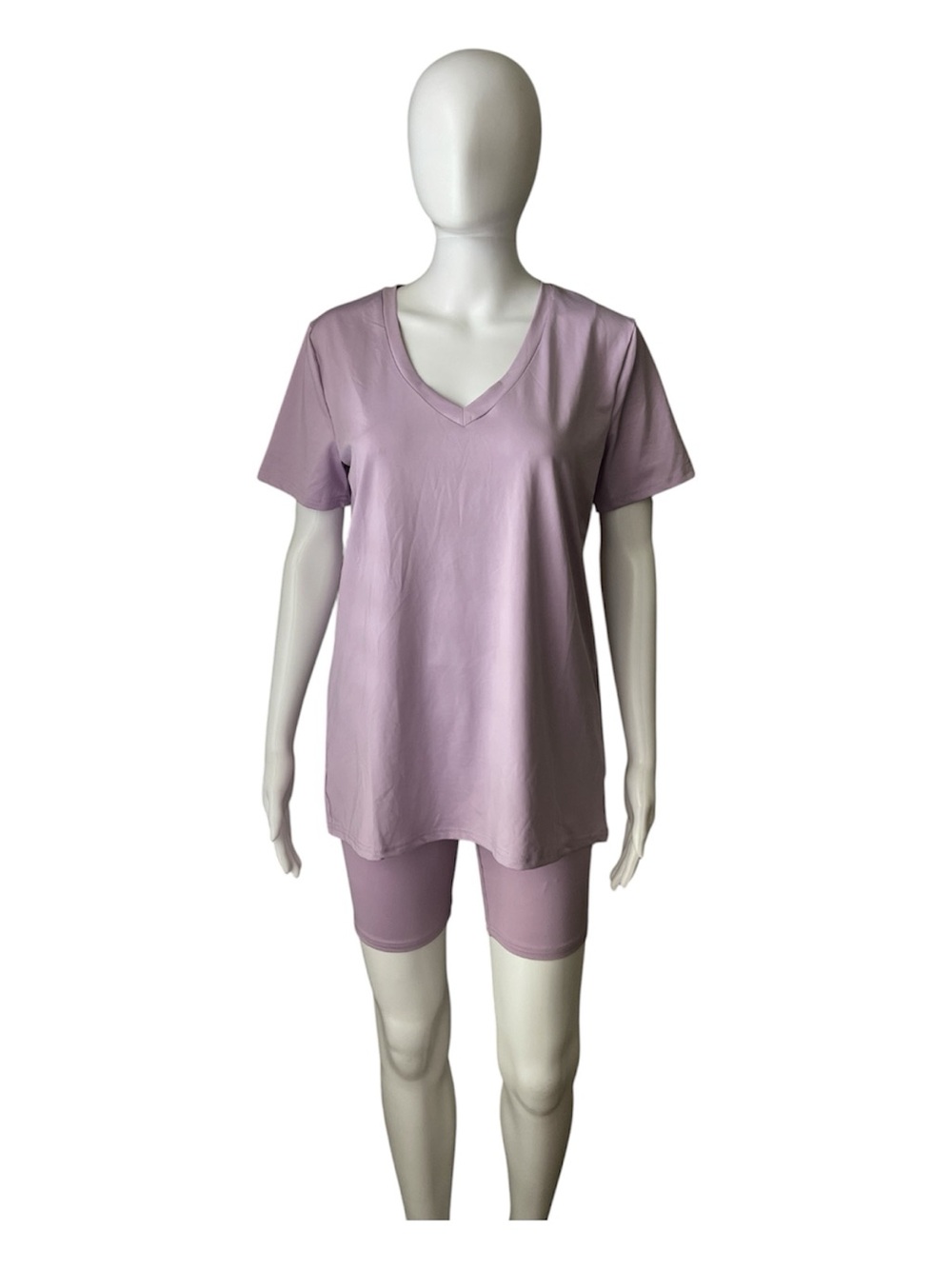 Daisy Lavender V-Neck Top with Matching Bike Shorts